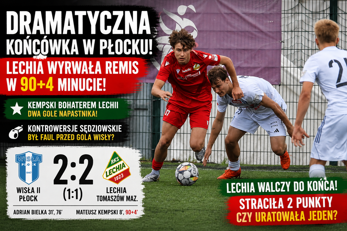 Lechia wyrwała remis w doliczonym czasie gry! Kempski bohaterem w Płocku