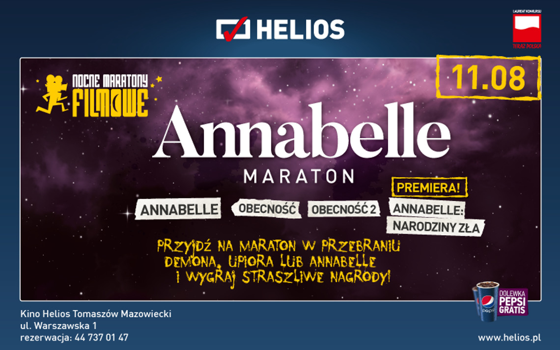 Maraton Annabelle w kinie Helios Tomaszów