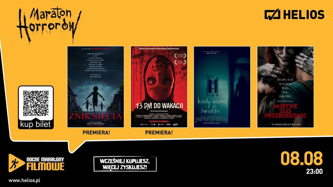 Maraton Horrorów  8 sierpnia w kinie Helios Tomaszów