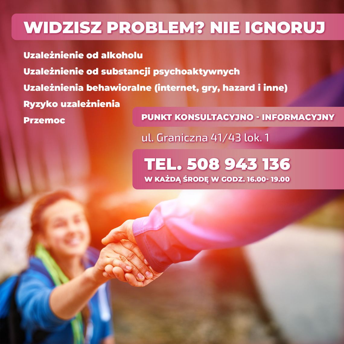 Masz problem z uzależnieniem lub doświadczasz przemocy? Skorzystaj z bezpłatnej pomocy Masz problem z uzależnieniem lub doświadczasz przemocy? Skorzystaj z bezpłatnej pomocy