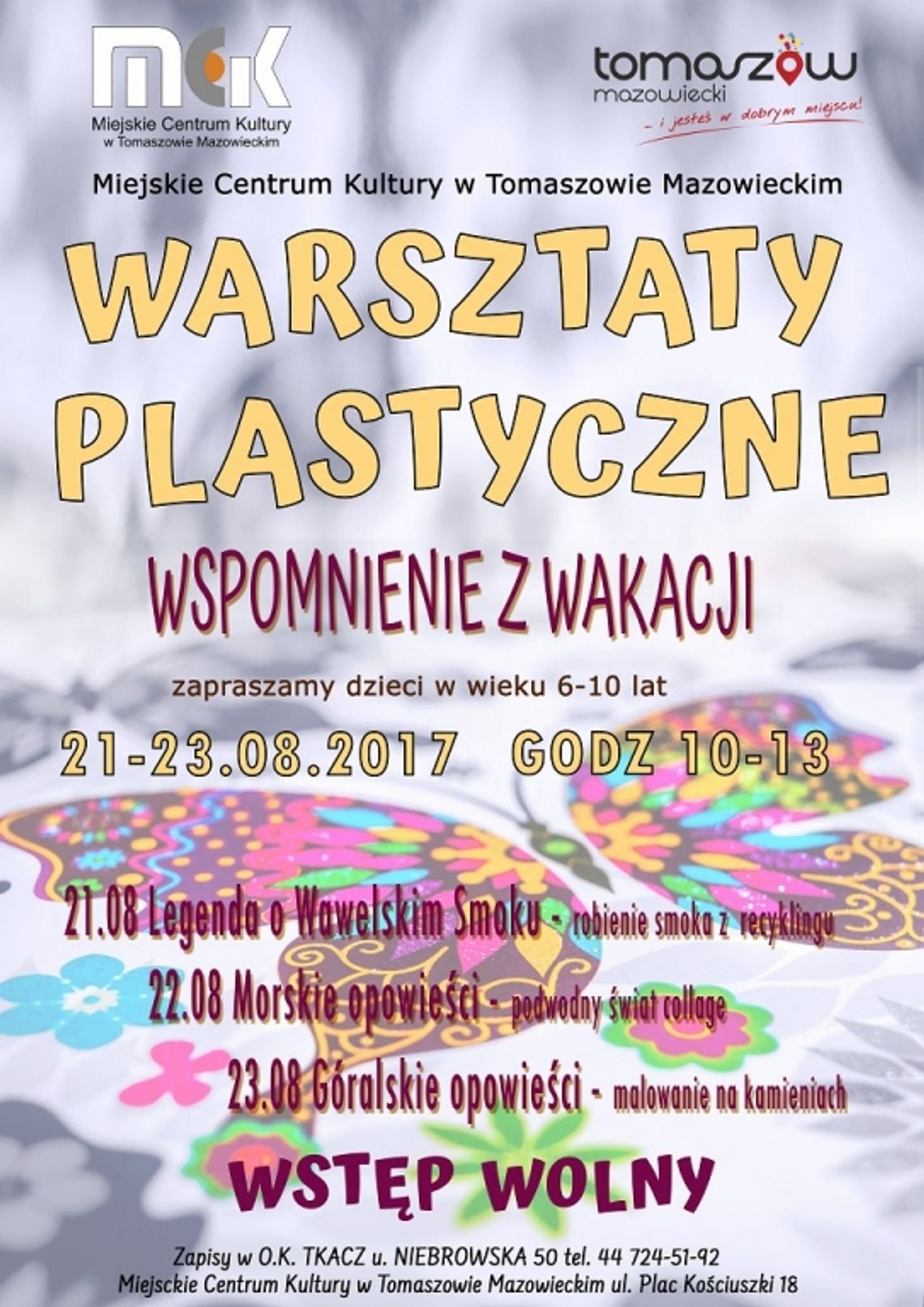 MCK zaprasza dzieci w wieku 6-10 lat na warsztaty plastyczne