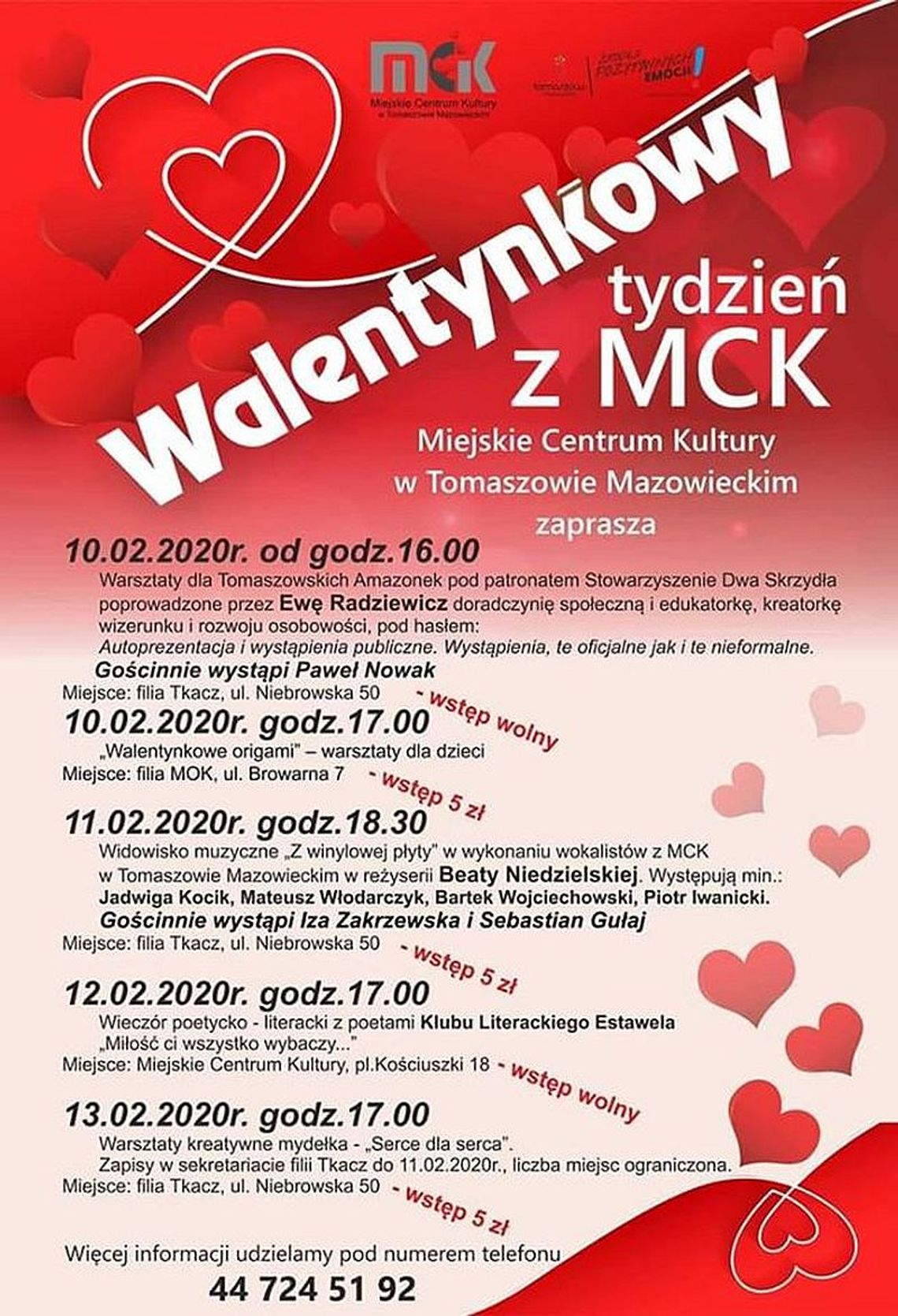 MCK zaprasza na Walentynkowy tydzień