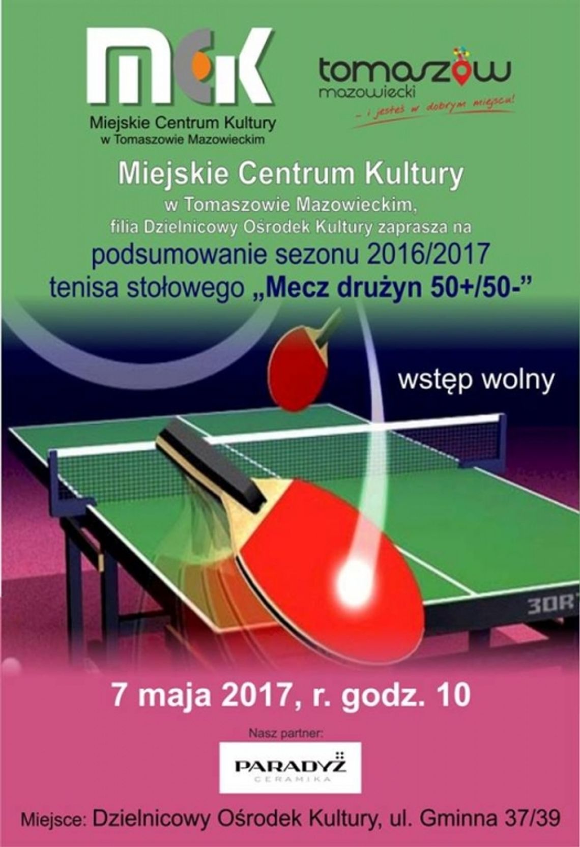 Mecz tenisa stołowego drużyn 50+/50-
