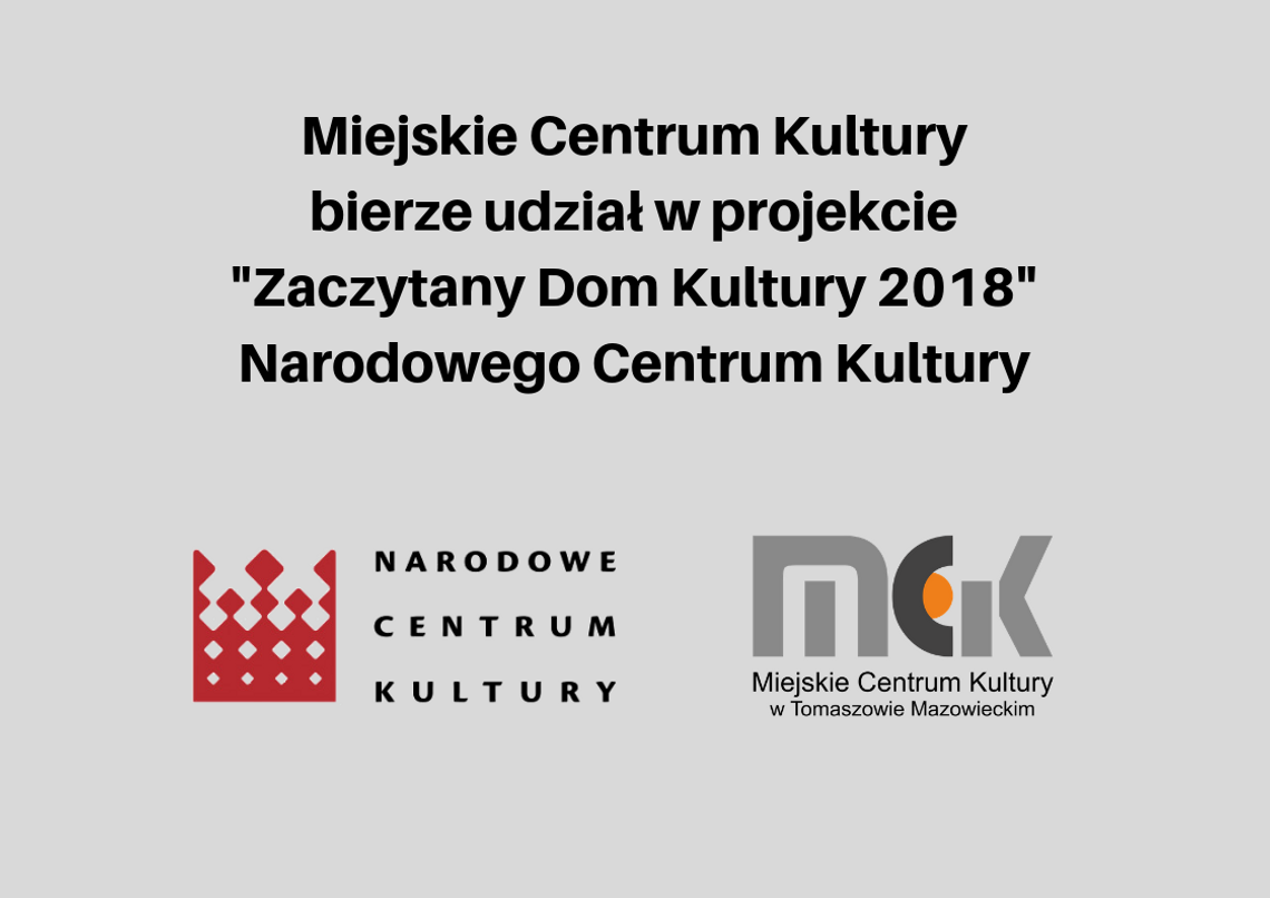 Miejskie Centrum Kultury bierze udział w projekcie „Zaczytany Dom Kultury 2018” Narodowego Centrum Kultury Miejskie Centrum Kultury bierze udział w projekcie „Zaczytany Dom Kultury 2018” Narodowego Centrum Kultury
