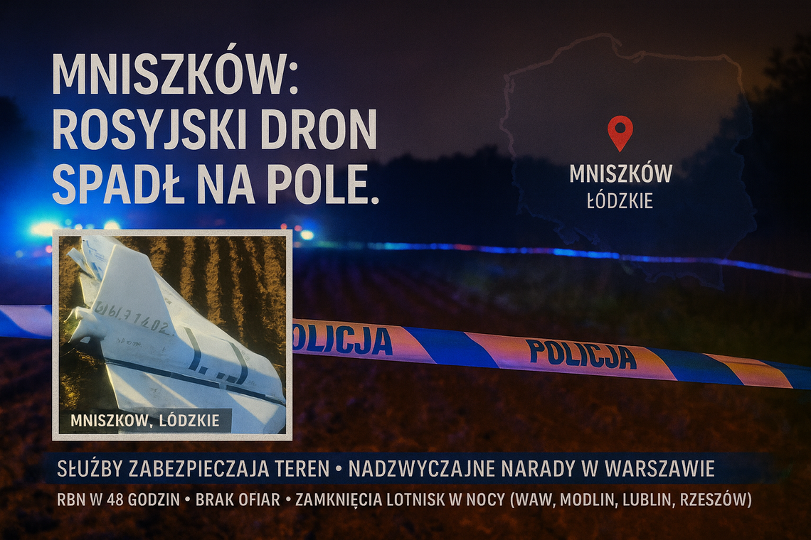 Mieszkańcy Mniszkowa: noc była spokojna, nikt się nie spodziewał, że aż tu doleci rosyjski dron Mieszkańcy Mniszkowa: noc była spokojna, nikt się nie spodziewał, że aż tu doleci rosyjski dron