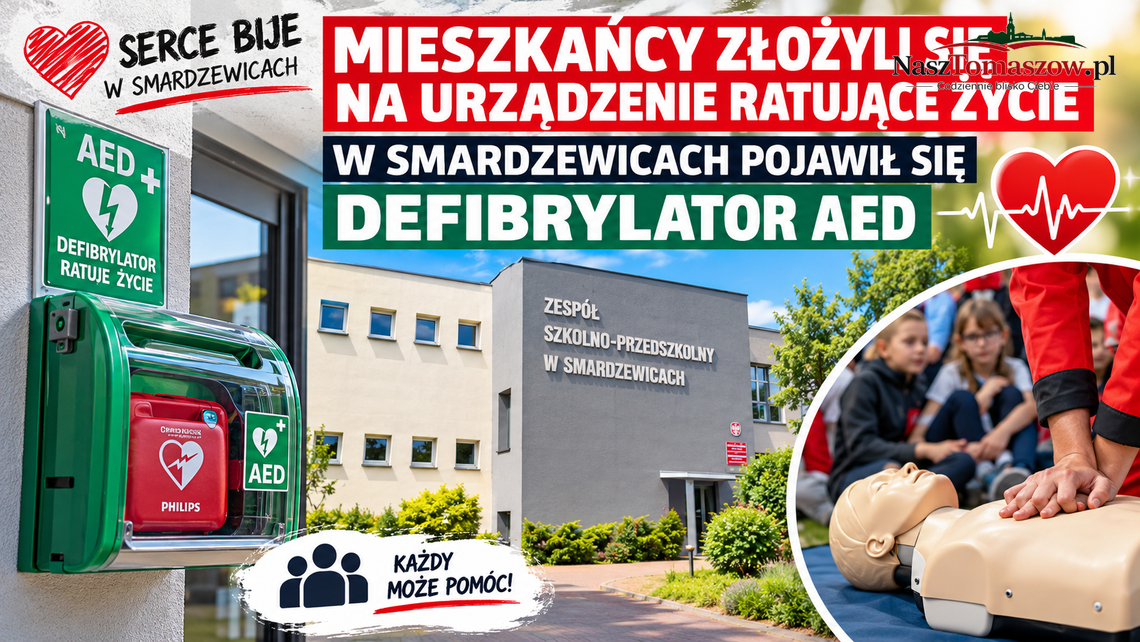 Mieszkańcy złożyli się na urządzenie ratujące życie. W Smardzewicach pojawił się defibrylator AED Mieszkańcy złożyli się na urządzenie ratujące życie. W Smardzewicach pojawił się defibrylator AED