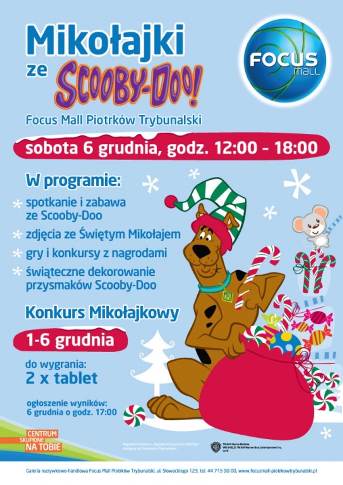 Mikołajki ze Scooby-Doo w Focus Mall Piotrków Trybunalski