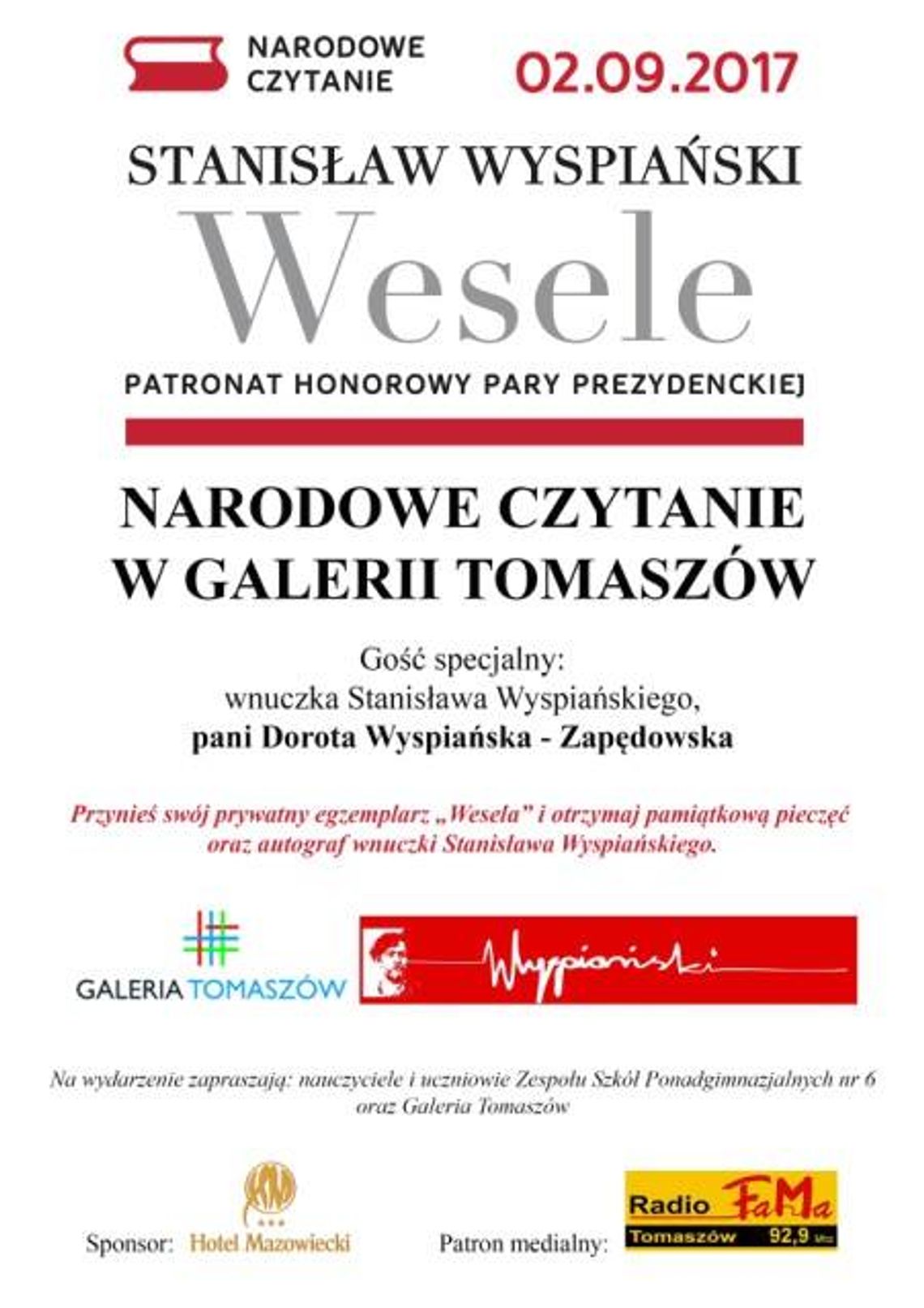 Narodowe Czytanie „ Wesela” z wnuczką Stanisława Wyspiańskiego