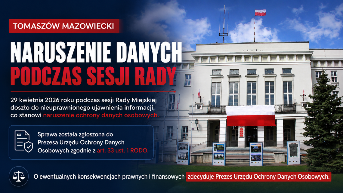 Naruszenie ochrony danych na sesji. Sprawa trafiła do UODO, a miastu grożą konsekwencje finansowe