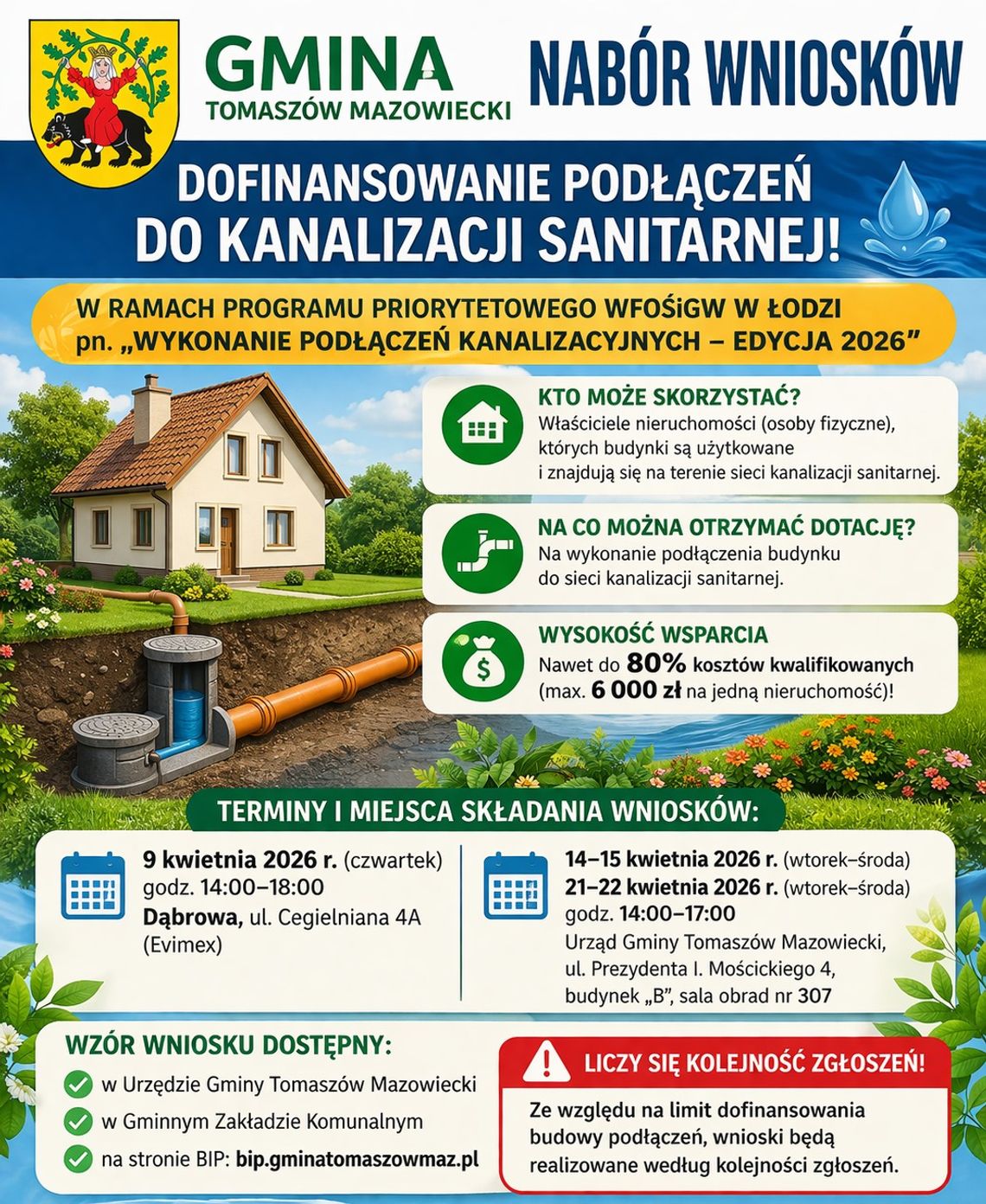 Nawet 6 tysięcy złotych dofinansowania. Rusza nabór wniosków na podłączenia do kanalizacji