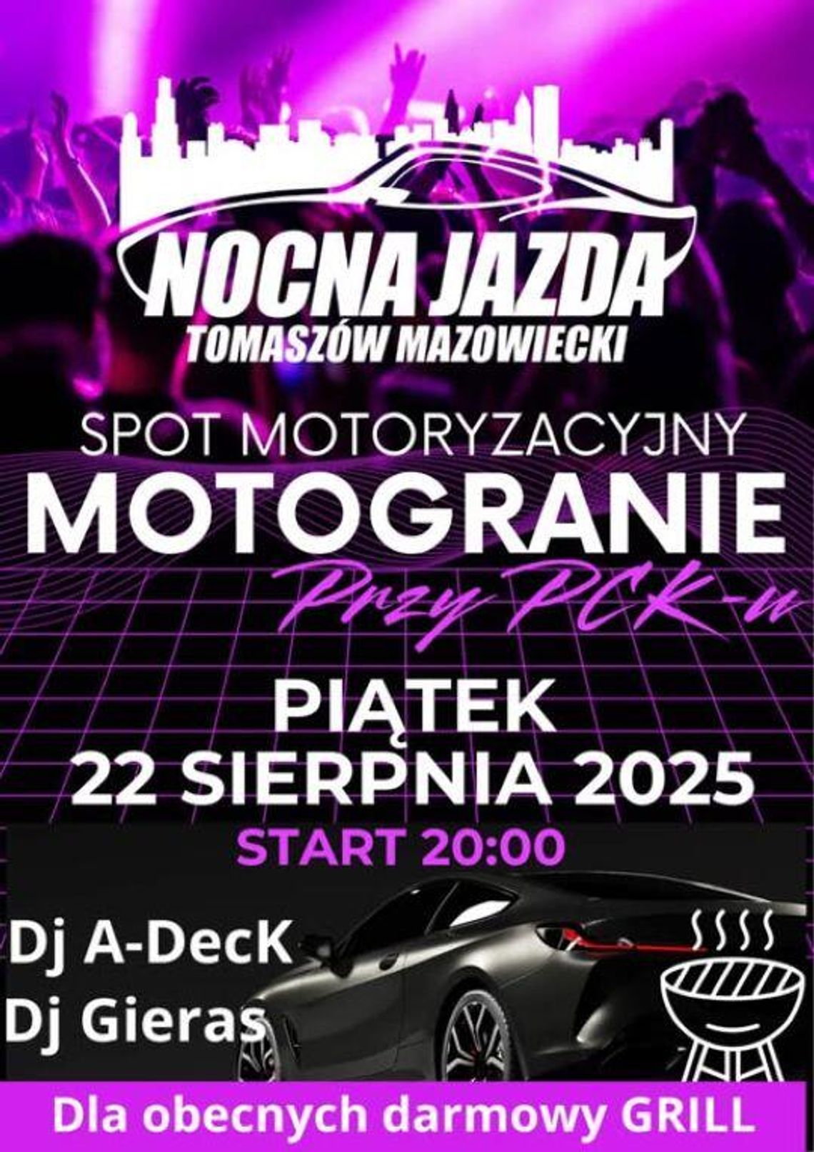 Nocna Jazda w Tomaszowie Mazowieckim – motoryzacja, muzyka i dobra zabawa