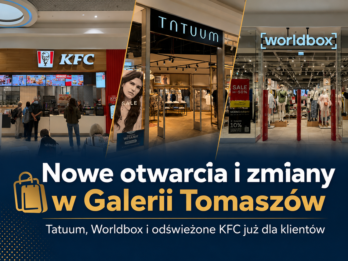 Nowe otwarcia i zmiany w Galerii Tomaszów. Tatuum, Worldbox i odświeżone KFC już dla klientów Nowe otwarcia i zmiany w Galerii Tomaszów. Tatuum, Worldbox i odświeżone KFC już dla klientów
