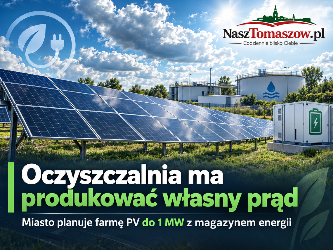 Oczyszczalnia ma produkować własny prąd. Tomaszów szykuje farmę fotowoltaiczną do 1 MW Oczyszczalnia ma produkować własny prąd. Tomaszów szykuje farmę fotowoltaiczną do 1 MW