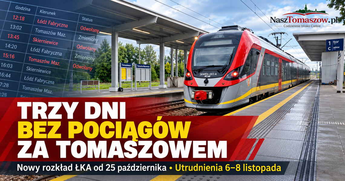 Od dziś nowy rozkład ŁKA. W listopadzie trzy dni bez pociągów na trasie Tomaszów–Brzustów Od dziś nowy rozkład ŁKA. W listopadzie trzy dni bez pociągów na trasie Tomaszów–Brzustów
