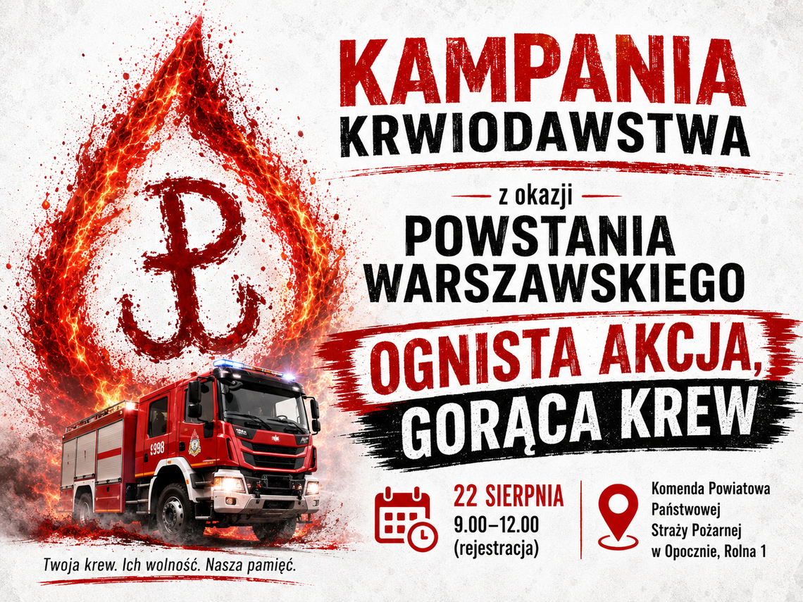 „Ognista akcja, gorąca krew”. W Opocznie oddadzą krew w hołdzie Powstańcom Warszawskim „Ognista akcja, gorąca krew”. W Opocznie oddadzą krew w hołdzie Powstańcom Warszawskim
