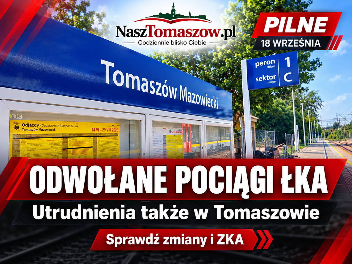 Pasażerowie z Tomaszowa muszą uważać. Dziś odwołane pociągi ŁKA i autobusy zastępcze
