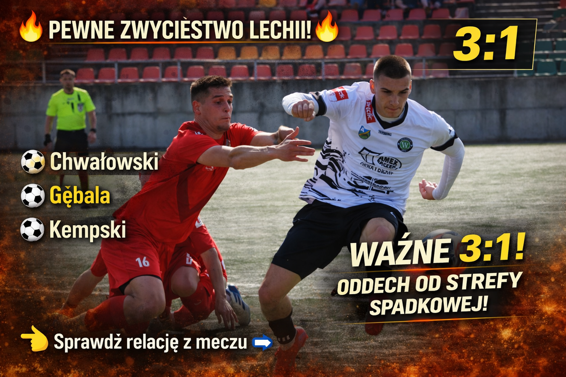 Pewne zwycięstwo Lechii! Zielono-czerwoni ograli Wikielec i uciekają od strefy spadkowej Pewne zwycięstwo Lechii! Zielono-czerwoni ograli Wikielec i uciekają od strefy spadkowej