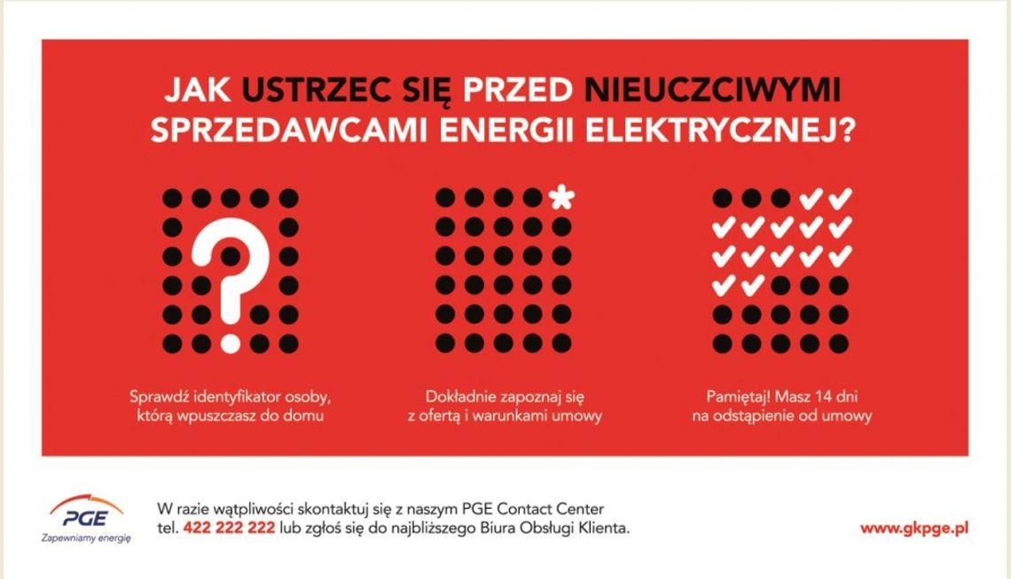 PGE ostrzega klientów przed nieuczciwymi sprzedawcami energii