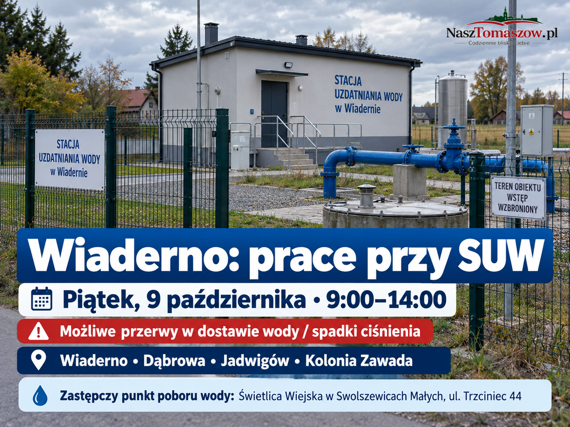 Po wrześniowych problemach z wodą kolejne prace w Wiadernie. Cztery miejscowości muszą przygotować się na utrudnienia