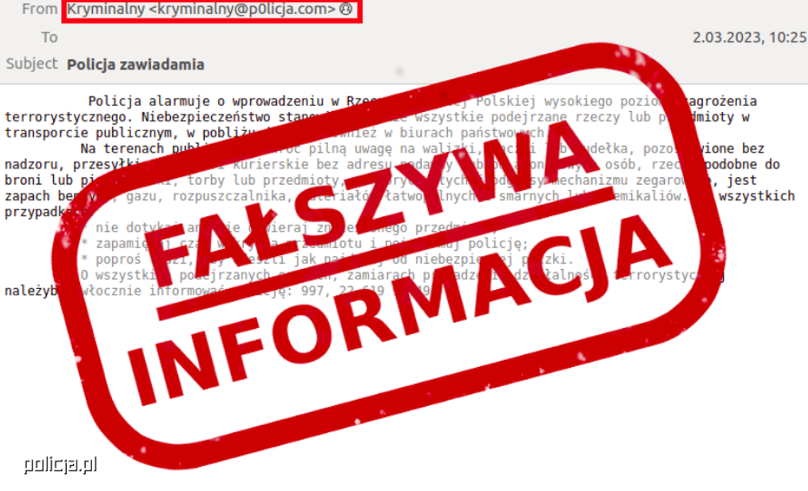 Policja ostrzega przed fałszywymi informacjami od... Policji
