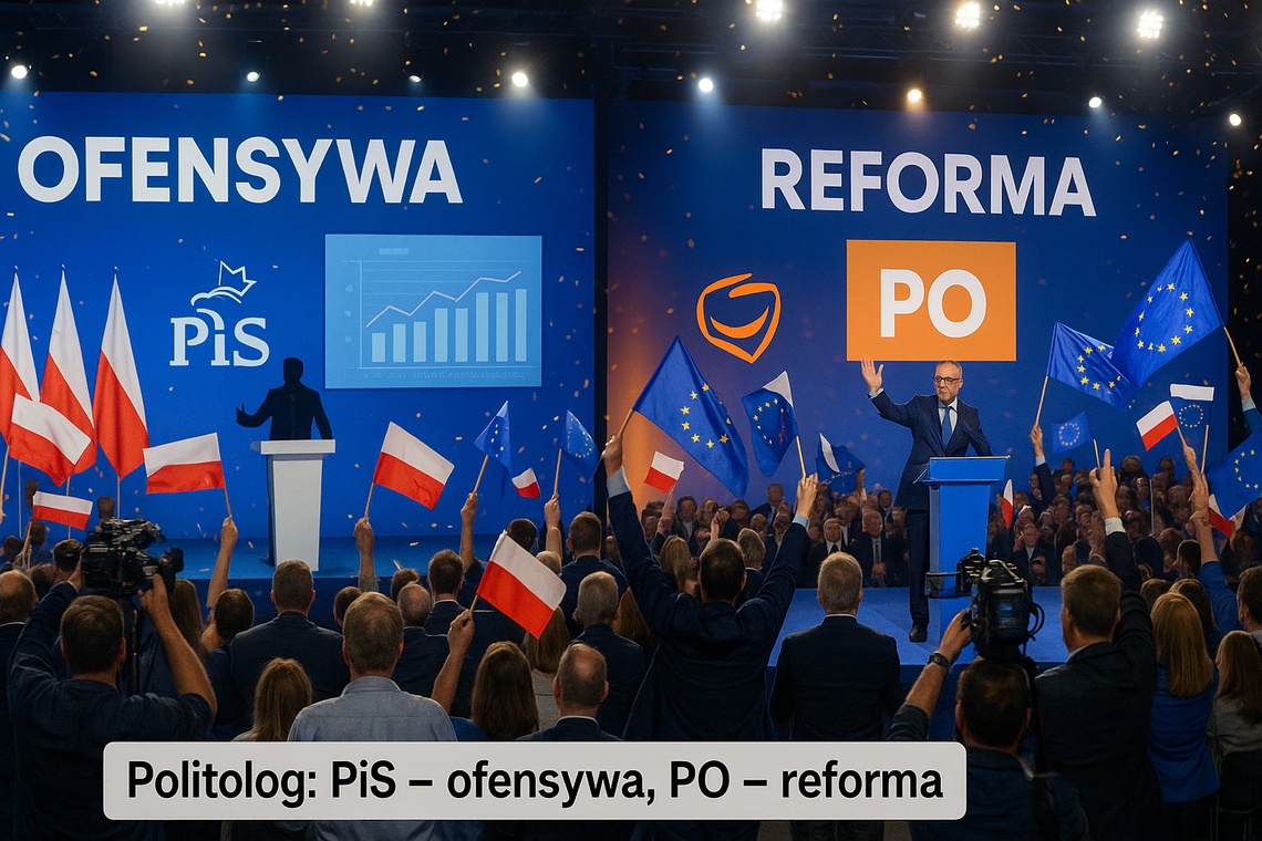 Politolog o konwencjach PiS i PO: jedni przechodzą do ofensywy; drudzy się reformują