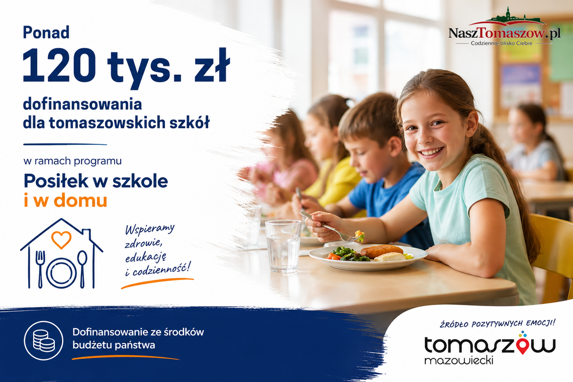 Ponad 120 tys. zł dla tomaszowskich szkół na program „Posiłek w szkole i w domu”