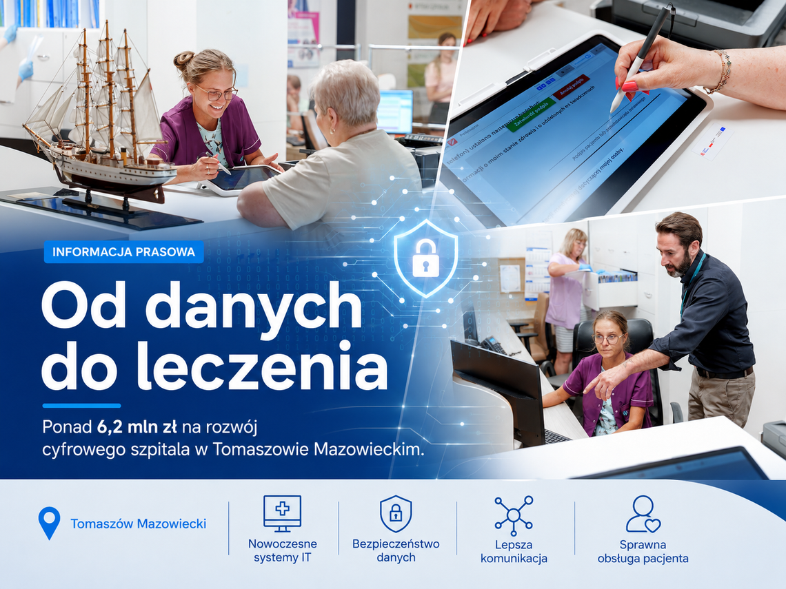 Ponad 6,2 mln zł z KPO dla szpitala onkologicznego w Tomaszowie. Dane, sztuczna inteligencja i bezpieczeństwo pacjentów