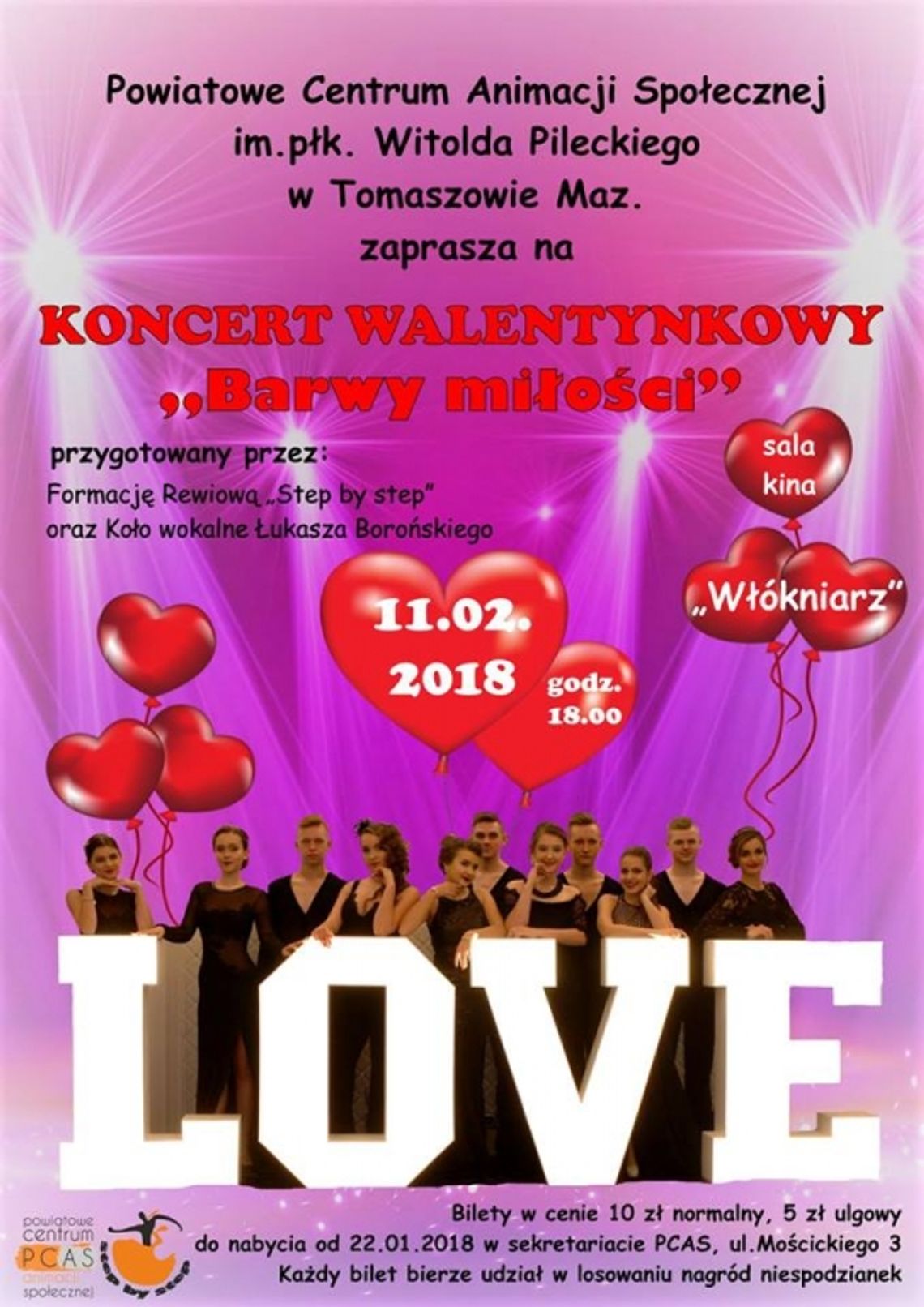 Powiatowe Centrum Animacji Społecznej zaprasza na Koncert Walentynkowy pt. "Barwy miłości"
