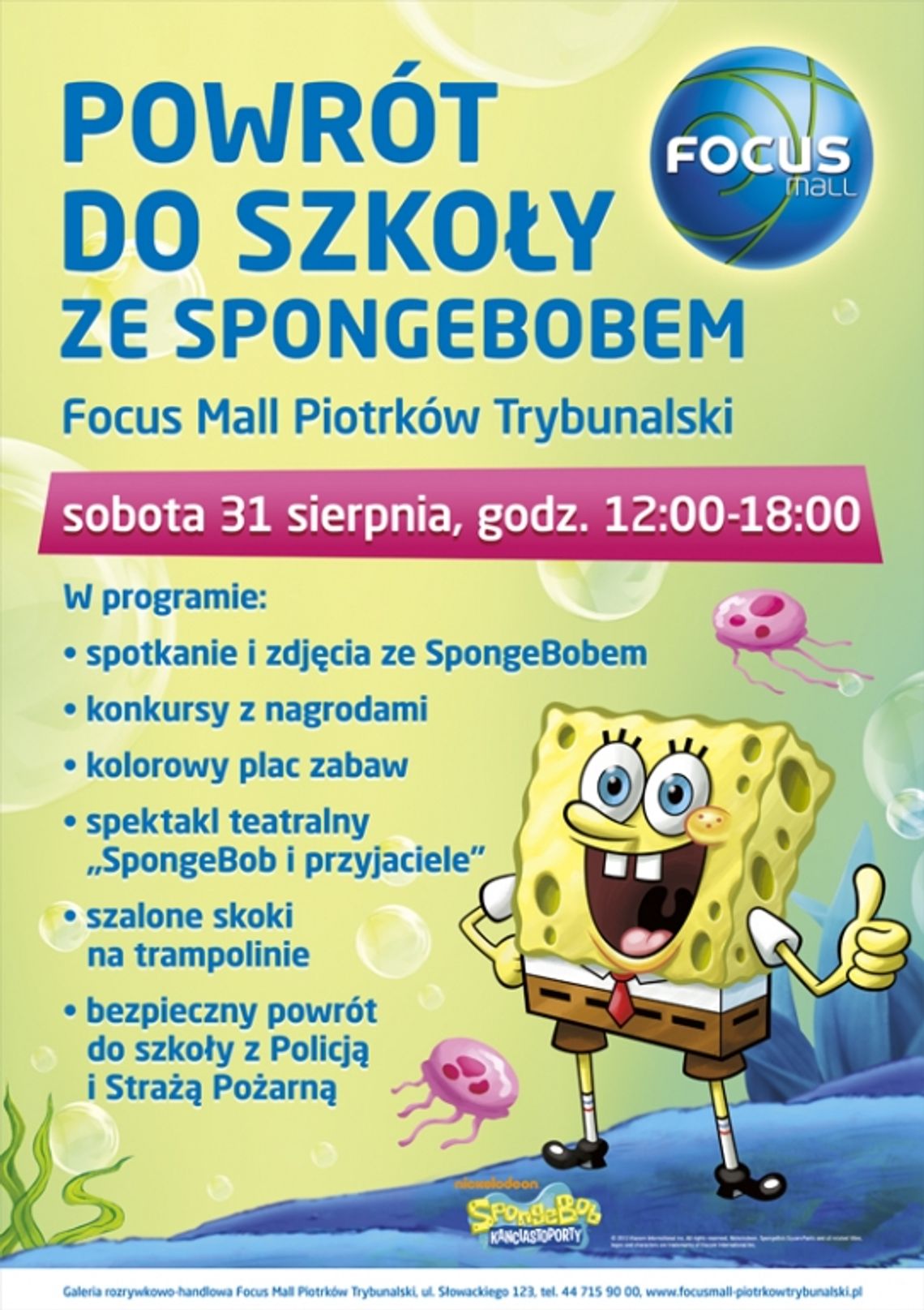 Powrót do szkoły ze SpongeBobem w Focus Mall Piotrków Trybunalski