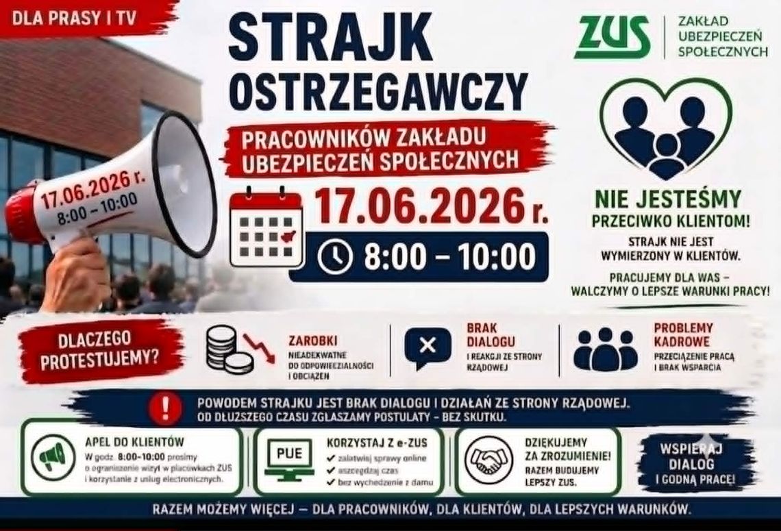 Pracownicy ZUS zapowiadają strajk ostrzegawczy. Podano datę i główne postulaty Pracownicy ZUS zapowiadają strajk ostrzegawczy. Podano datę i główne postulaty