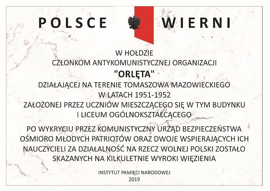 Prezes IPN odsłoni tablicę pamiątkową w Tomaszowie