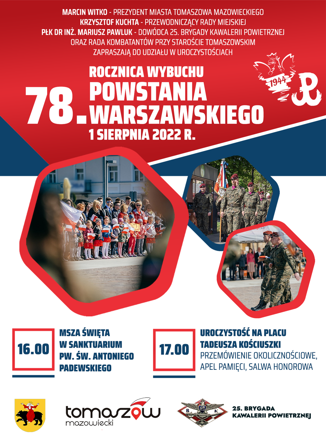 Prezydent Marcin Witko  zaprasza do udziału w obchodach 78. rocznicy wybuchu Powstania Warszawskiego 