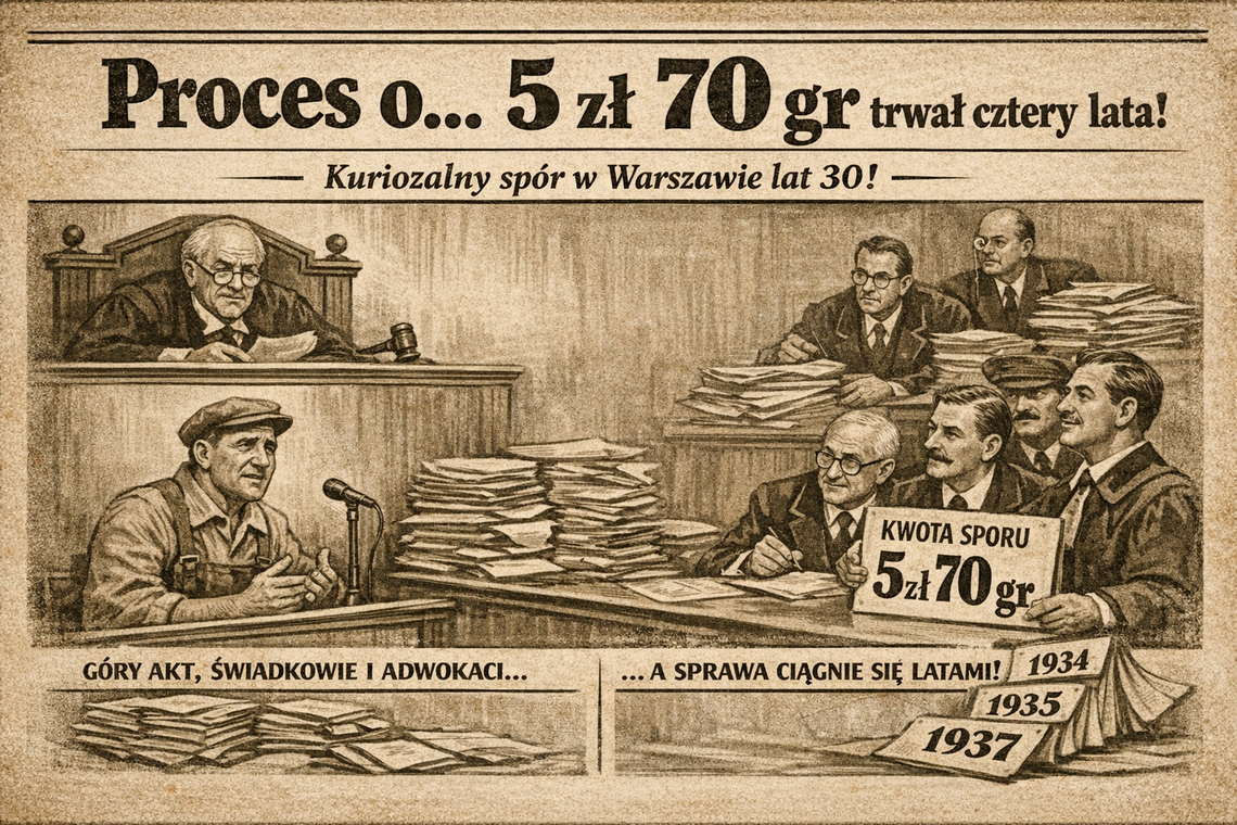 Proces o 5 złotych, który trwał cztery lata. Absurd z warszawskiej prasy z 1933 roku Proces o 5 złotych, który trwał cztery lata. Absurd z warszawskiej prasy z 1933 roku