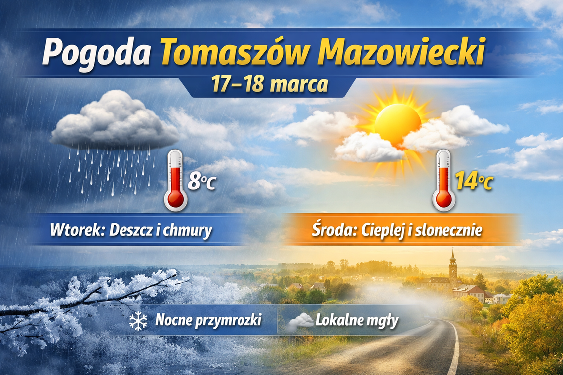 Prognoza pogody 17–18 marca – Tomaszów Mazowiecki i powiat tomaszowski