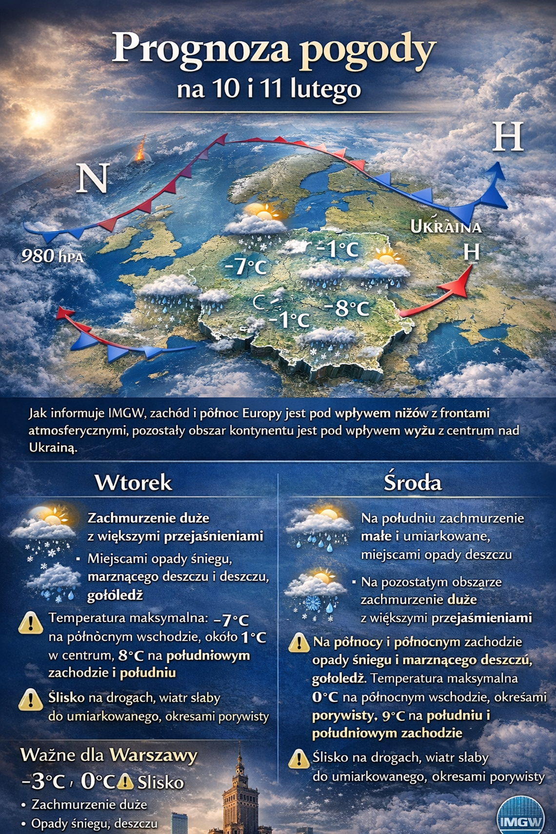 Prognoza pogody na 10 i 11 lutego
