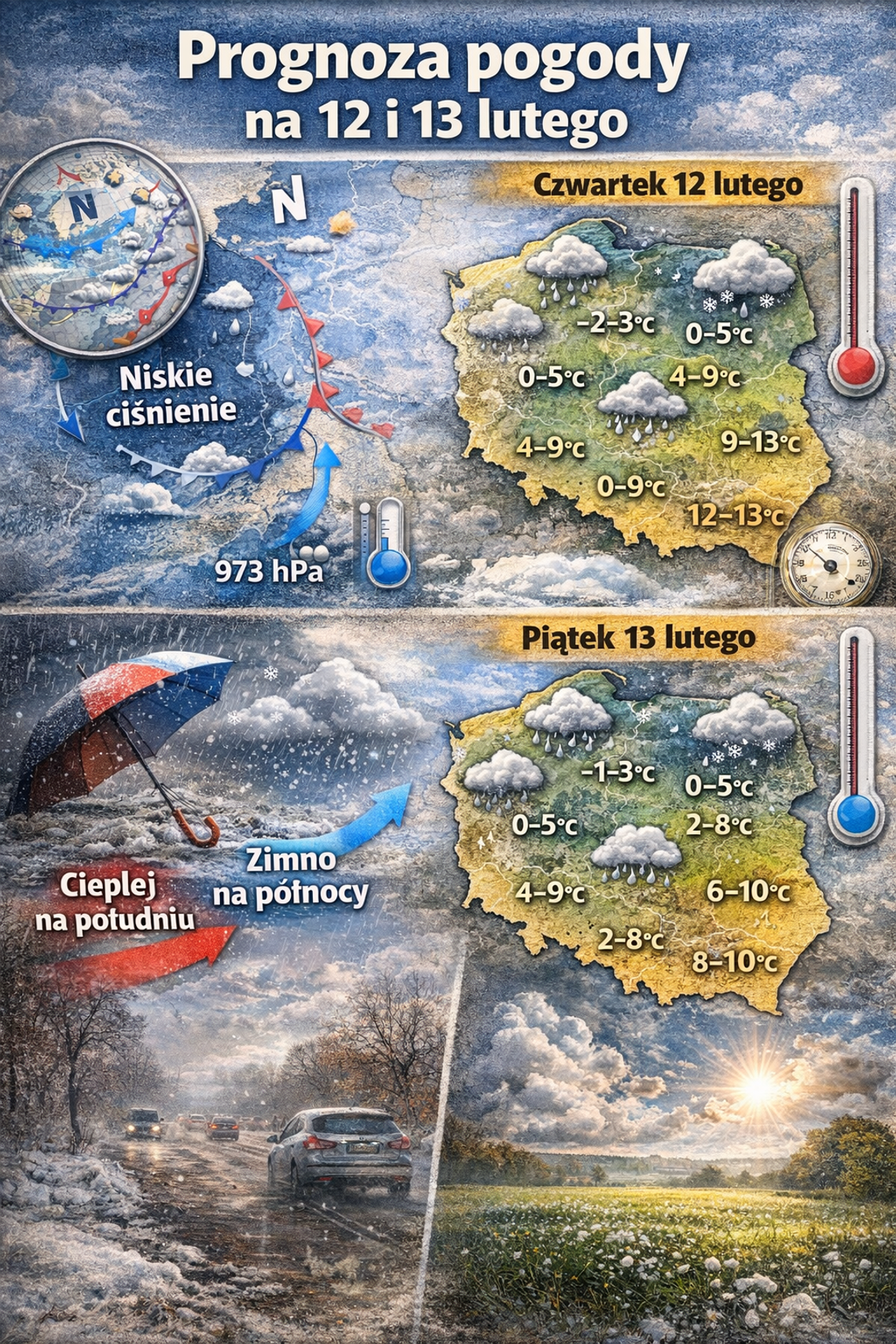Prognoza pogody na 12 i 13 lutego
