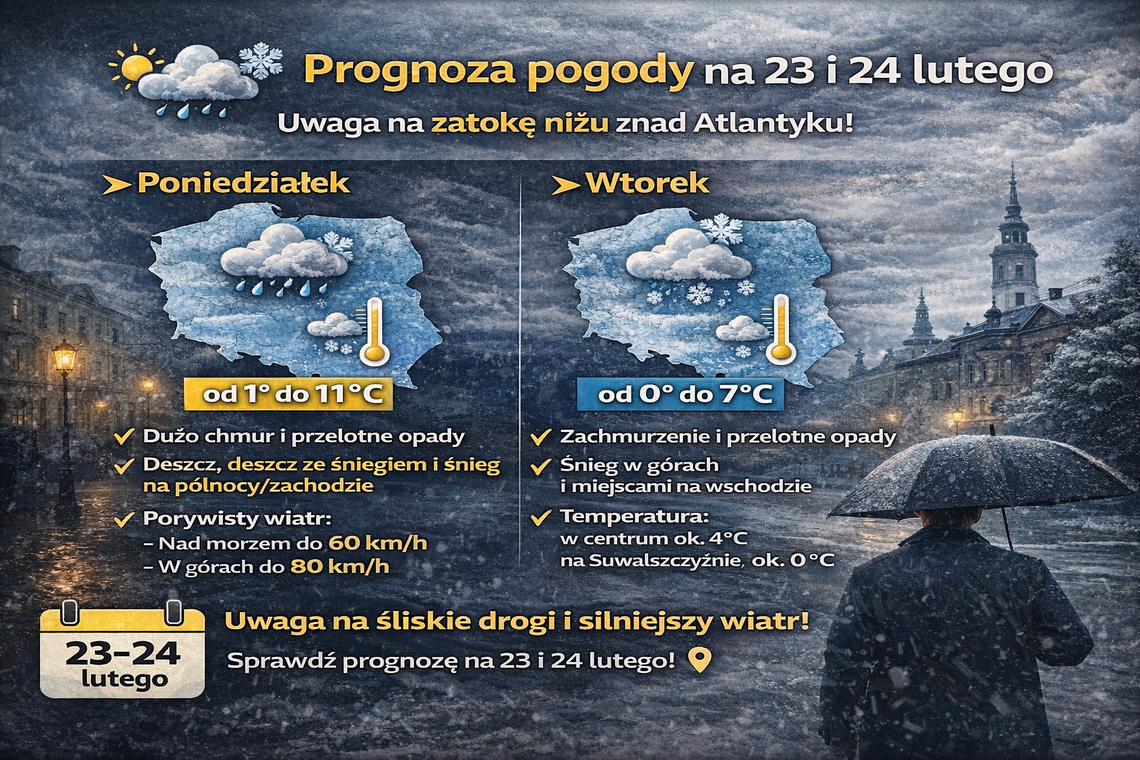 Prognoza pogody na 23 i 24 lutego