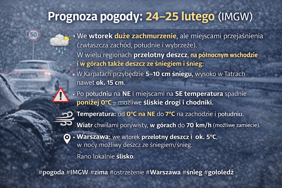 Prognoza pogody na 24 i 25 lutego Prognoza pogody na 24 i 25 lutego