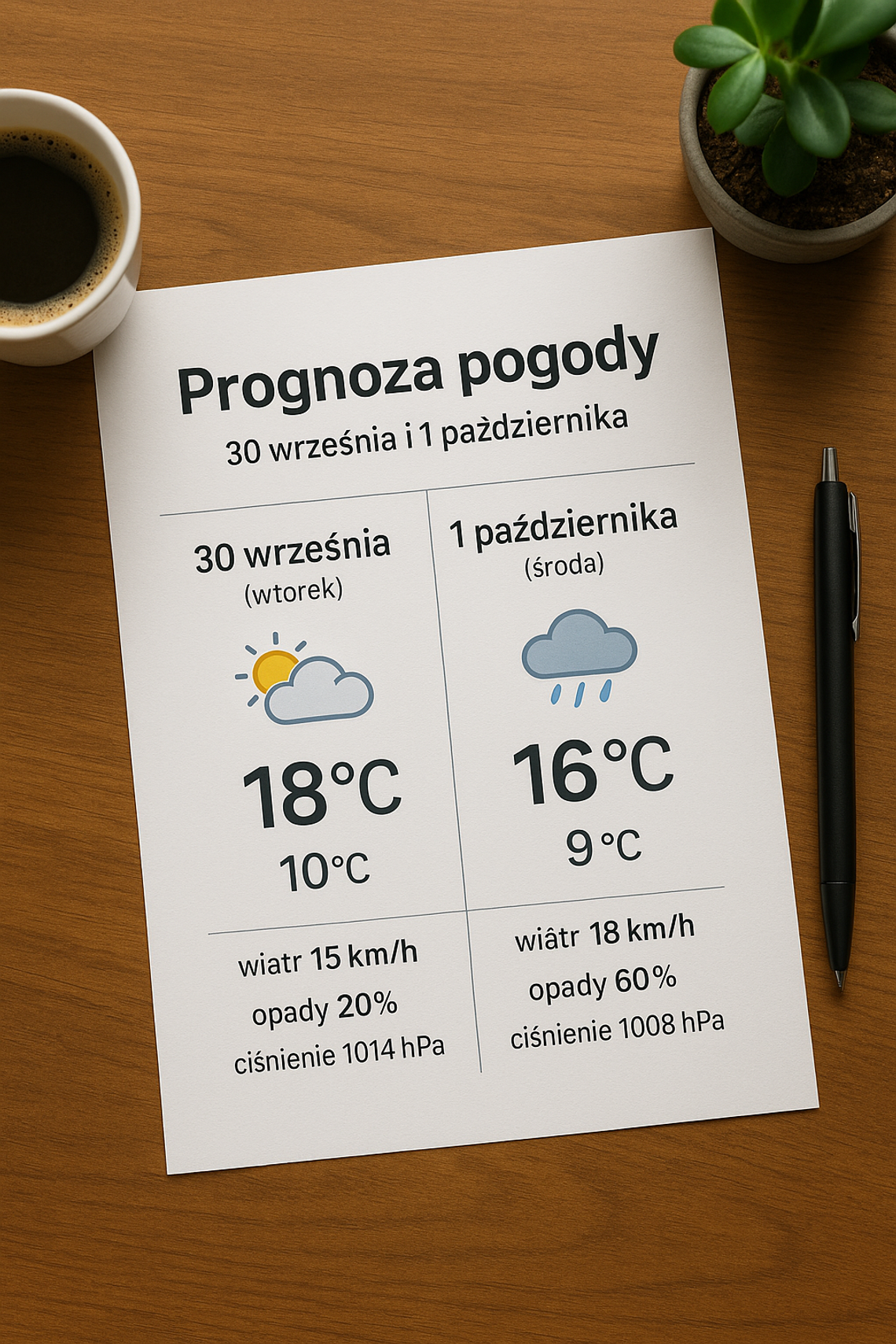 Prognoza pogody na 30 września i 1 października
