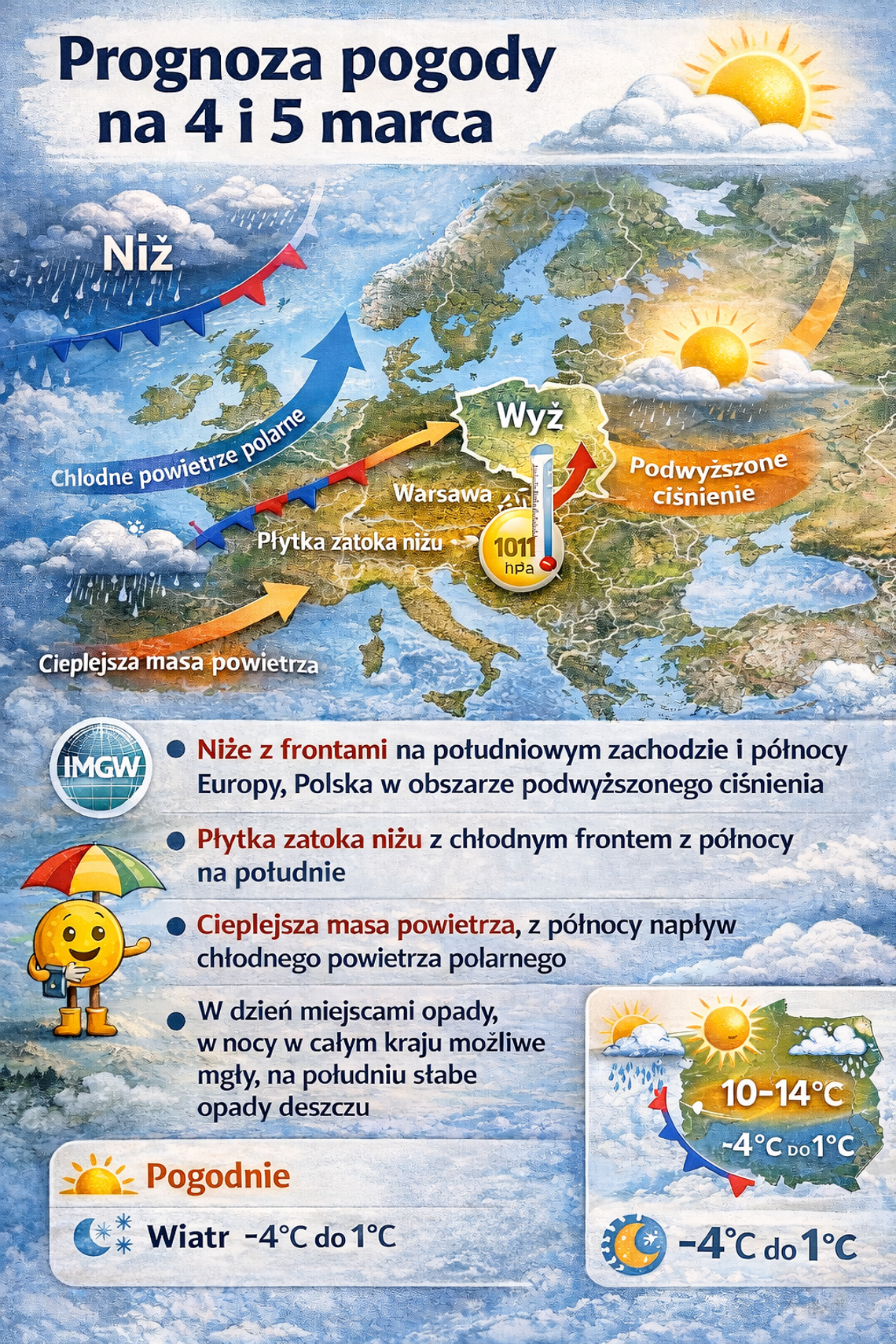 Prognoza pogody na 4 i 5 marca Prognoza pogody na 4 i 5 marca