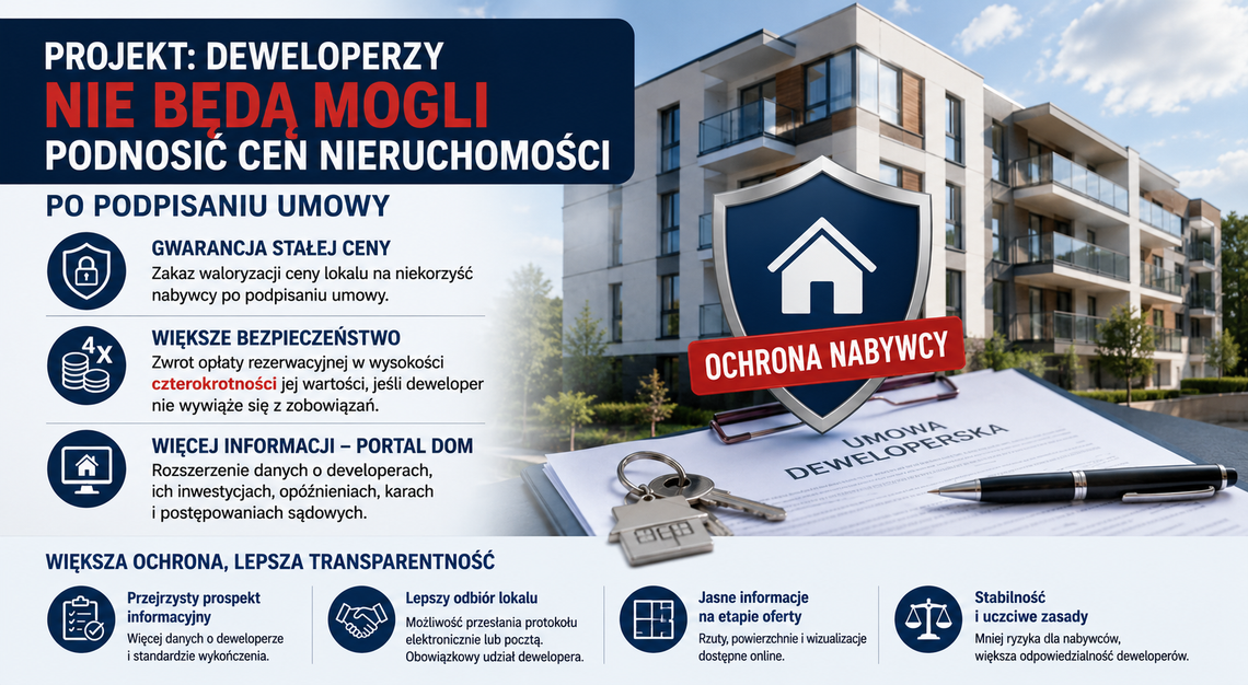 Projekt: deweloperzy nie będą mogli podnosić cen nieruchomości po podpisaniu umowy