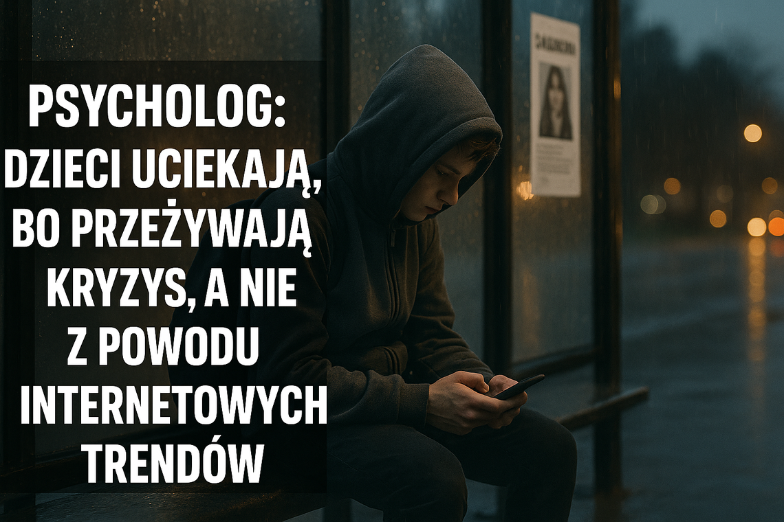 Psycholog: dzieci uciekają, bo przeżywają kryzys, a nie z powodu internetowych trendów