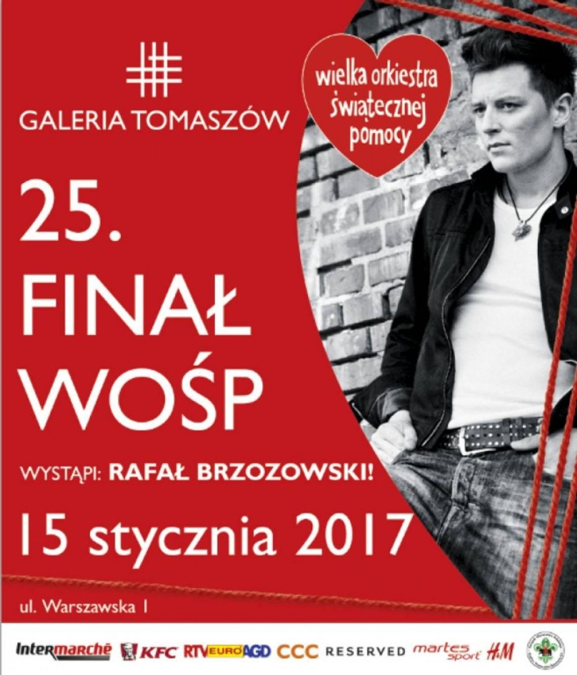 Rafał Brzozowski na finale WOŚP w Tomaszowie Mazowieckim
