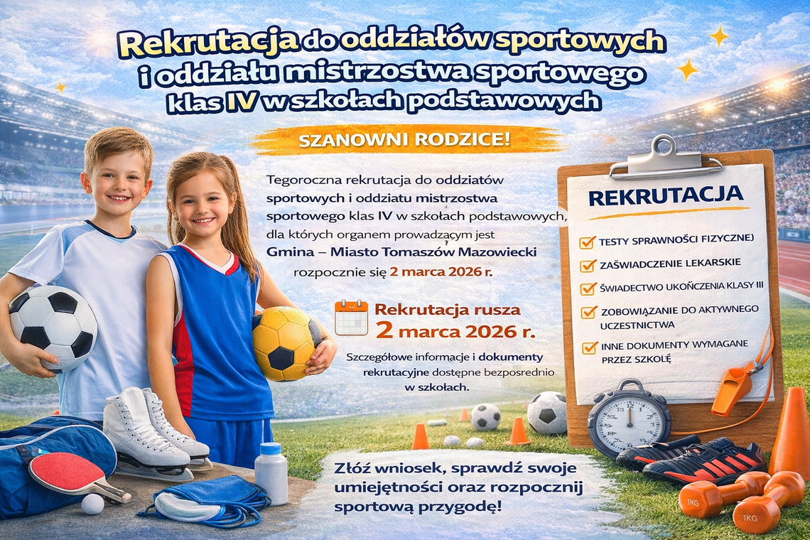 Rekrutacja do oddziałów sportowych i oddziału mistrzostwa sportowego klas IV w szkołach podstawowych