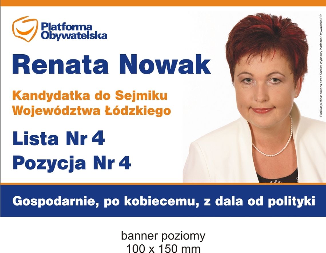 Renata Nowak - kandydatka do Sejmiku Wojewodztwa Łódzkiego