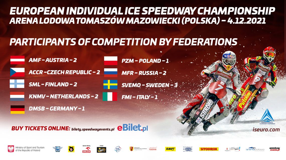 Reprezentanci dziewięciu państw powalczą o medale European Individual Ice Speedway Championship