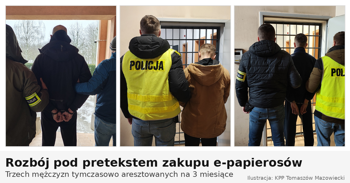 Rozbój pod pretekstem zakupu e-papierosów. Trzech mężczyzn aresztowanych na trzy miesiące