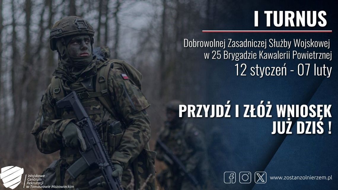 Rozpoczyna się rekrutacja na I turnus Dobrowolnej Zasadniczej Służby Wojskowej w 2026 roku!