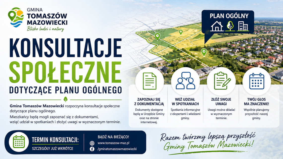 Ruszą konsultacje planu ogólnego gminy Tomaszów Mazowiecki. Mieszkańcy będą mogli zgłaszać uwagi
