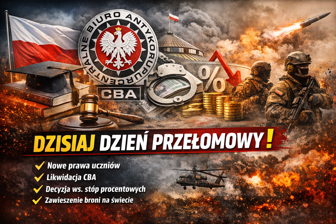 Rząd zmienia prawa uczniów, CBA do likwidacji, a na świecie nagłe zawieszenie broni. Co wydarzy się dziś?